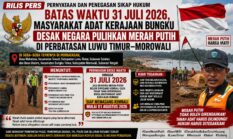 Batas Waktu Hari Ini, Masyarakat Adat Kerajaan Bungku Desak Negara Pulihkan Merah Putih di Perbatasan Luwu Timur–Morowali